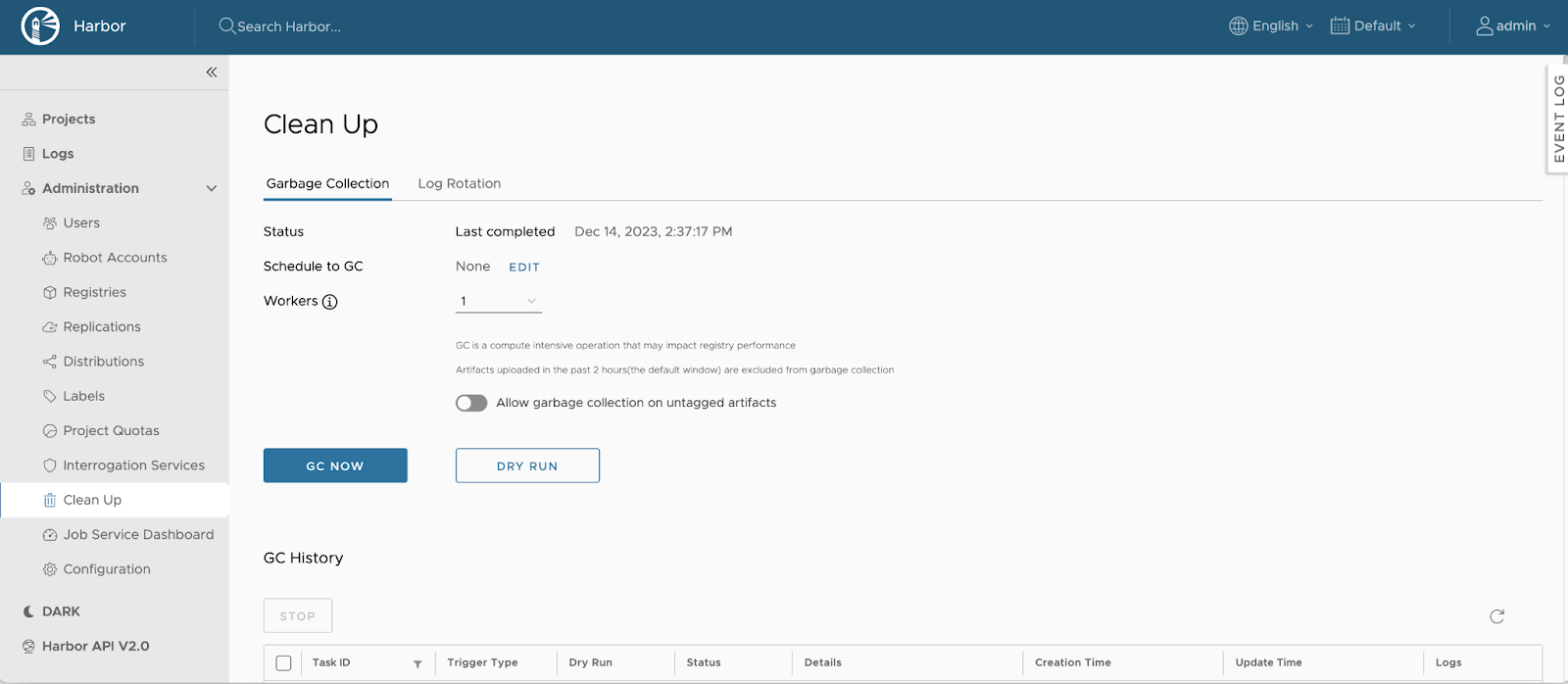 Running Garbage Collection